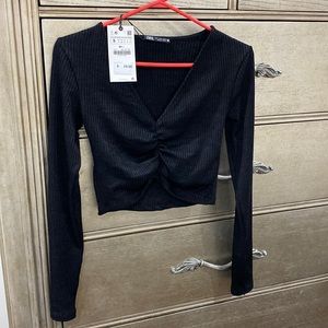 Zara long sleeve crop top